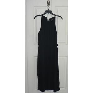 Splendid Women's Sleeveless Halter Neck Side Slit Maxi Dress in Black Large $128